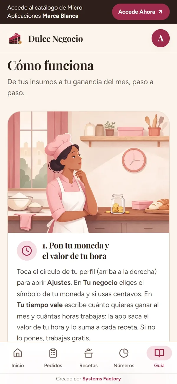 Captura real de Dulce Negocio: guía (paso a paso, con ilustraciones)